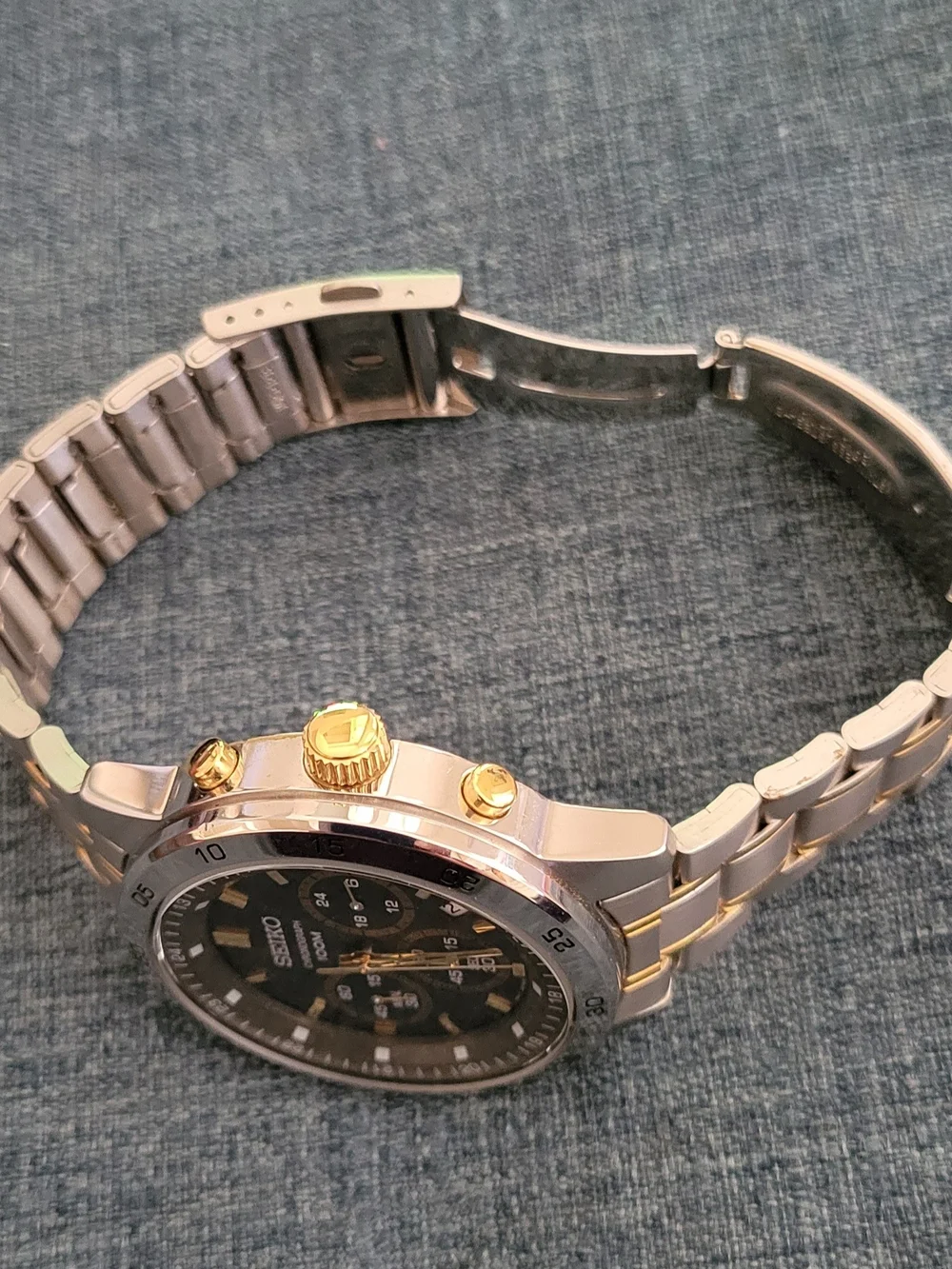 Seiko Two-Tone Silver and Gold Chronograph Watch
